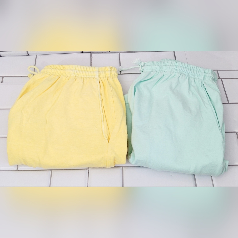Fresh Produce Ladies Lot Of 2 Drawstring High Waist Shorts Pockets Washed Cotton